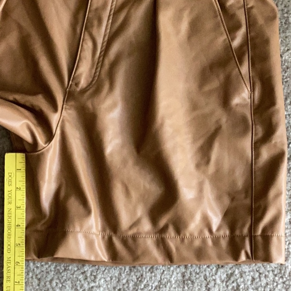 Abercrombie & Fitch High Waist Brown Vegan Leather Shorts, Size L - Picture 6 of 6